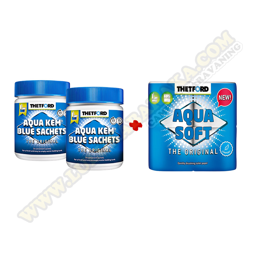 Trousse de Toilette (2 Aqua Kem Blue sachets + 1 Aqua soft 4 rouleaux)